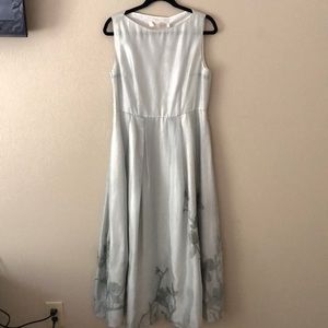 Fully lined mulberry silk dress, pale blue
